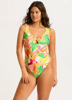 Wonderland Twist Front One Piece - Fuchsia Rose