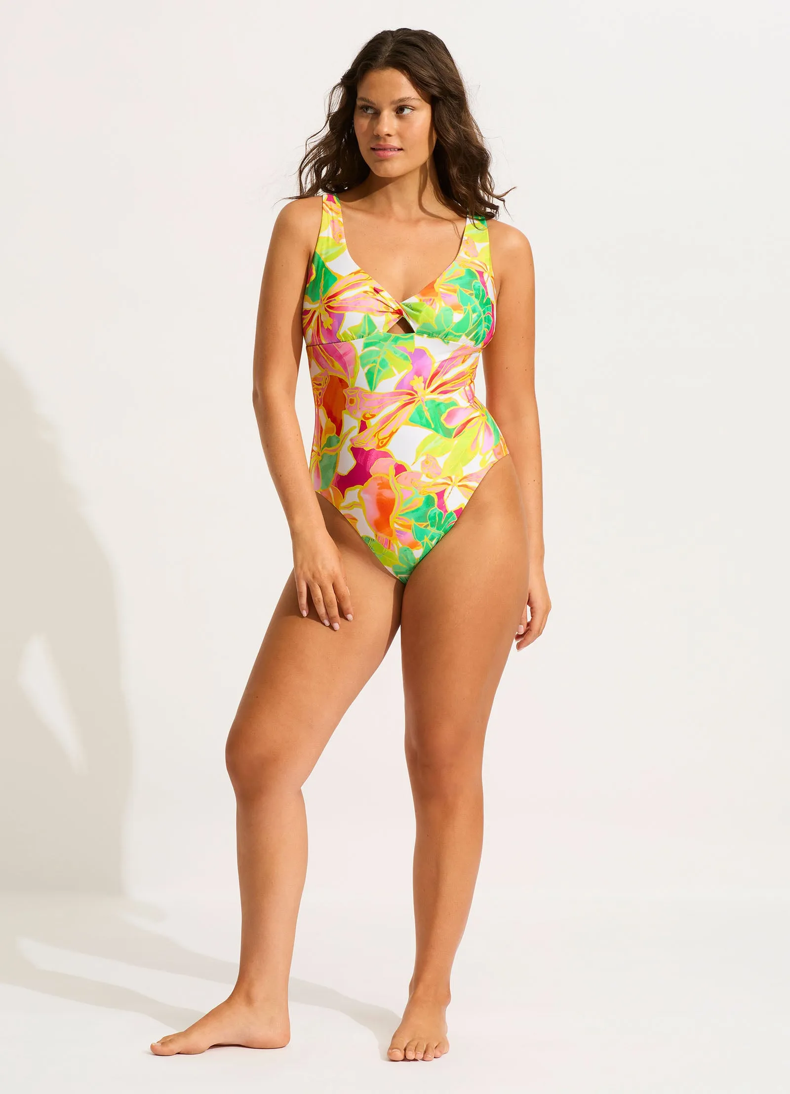 Wonderland Twist Front One Piece - Fuchsia Rose