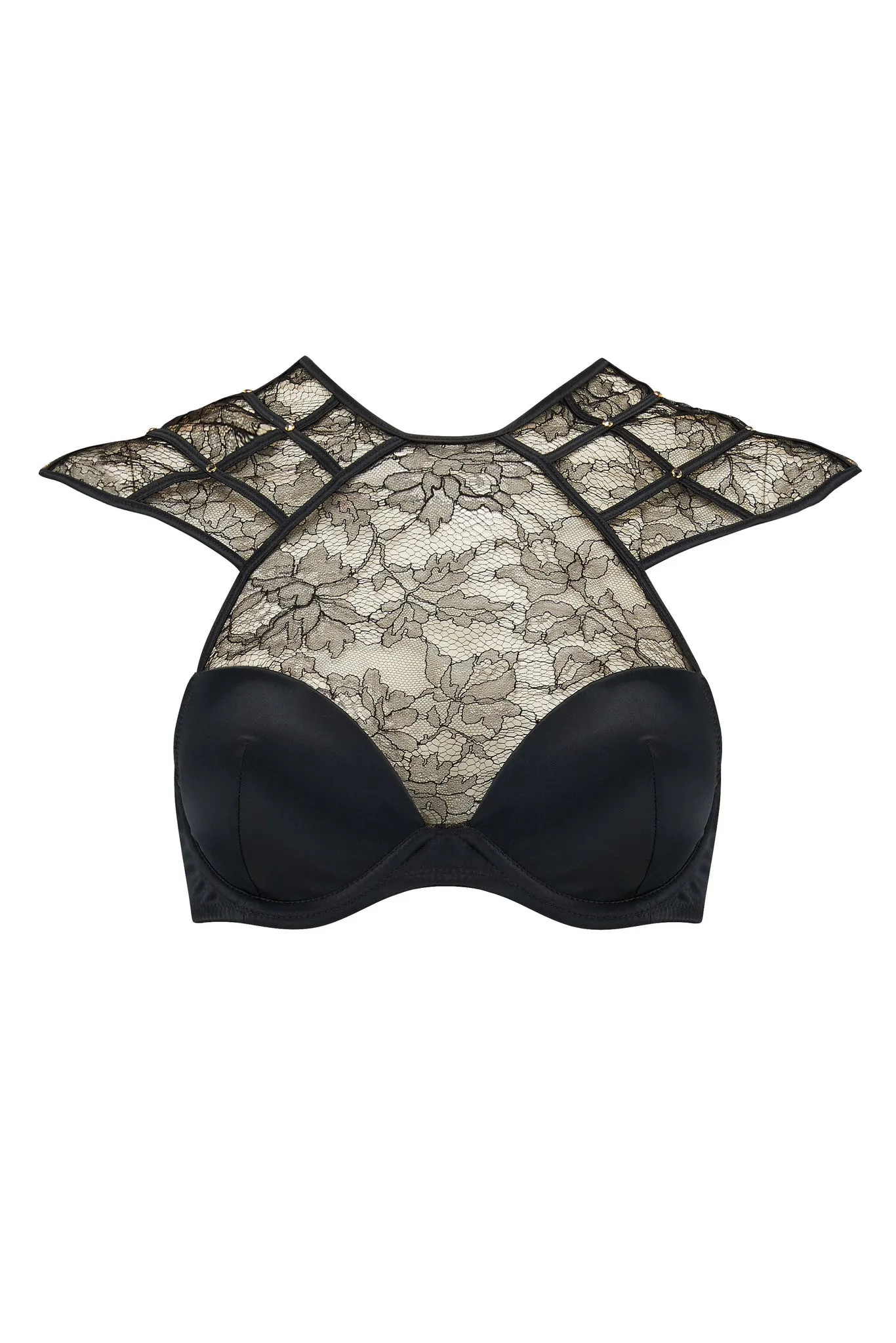 Xena Black High Neck Bra